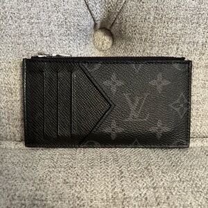 Authentic Louis Vuitton Coin Card Case Taigarama Black Monogram